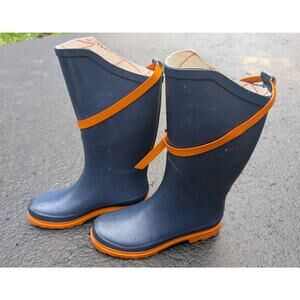 Henry Ferrera Womens Navy Rain boots Sz 6 Buckle Utility Chic Farm core Outdoors